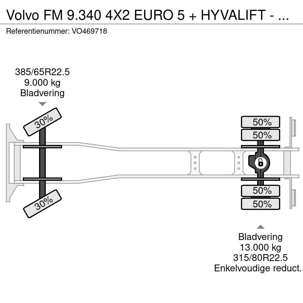 Volvo FM 9.340 4X2 EURO 5 + HYVALIFT - FULL STEEL SUSP. Skip loader trucks
