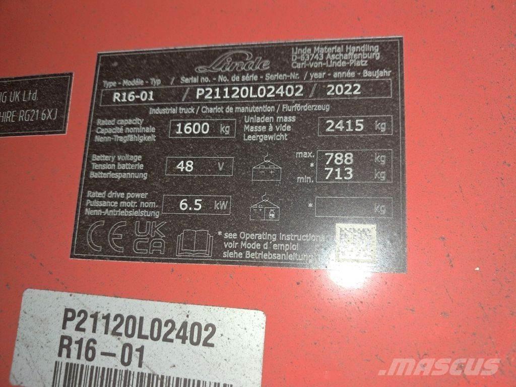 Linde R16-01 Elektrische heftrucks
