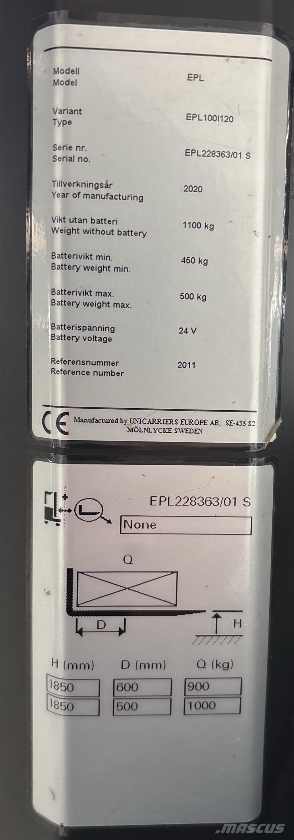 UniCarriers EPL100 Niederhub-Kommissionierer