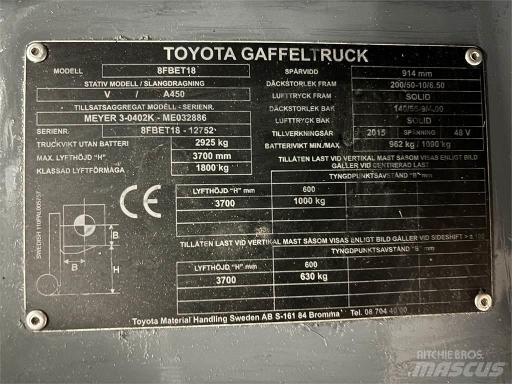 Toyota 8FBET18 Elektrische heftrucks