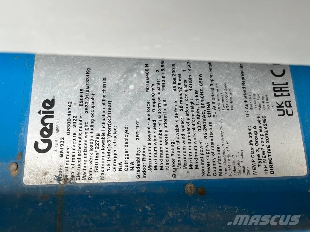 Genie GS 1932E-Drive Scheren-Arbeitsbühnen