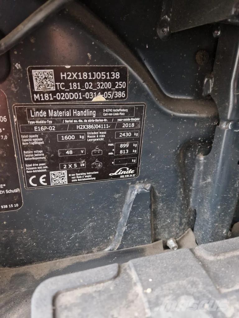 Linde E16P-02 Elektrische heftrucks