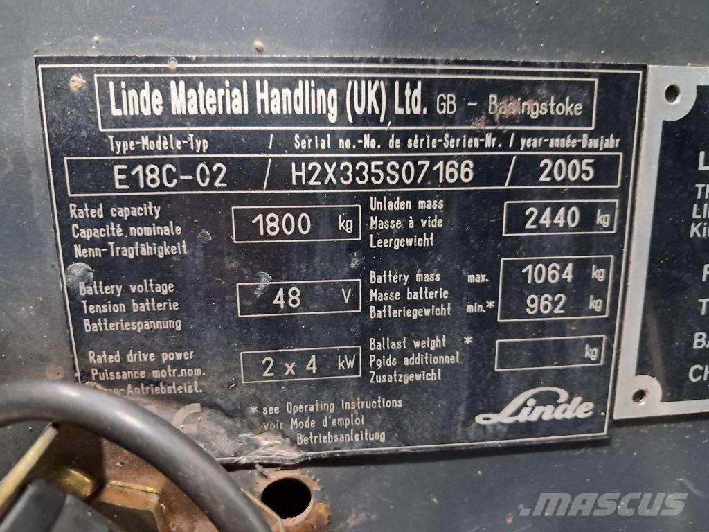 Linde E18C-02 Elektrische heftrucks