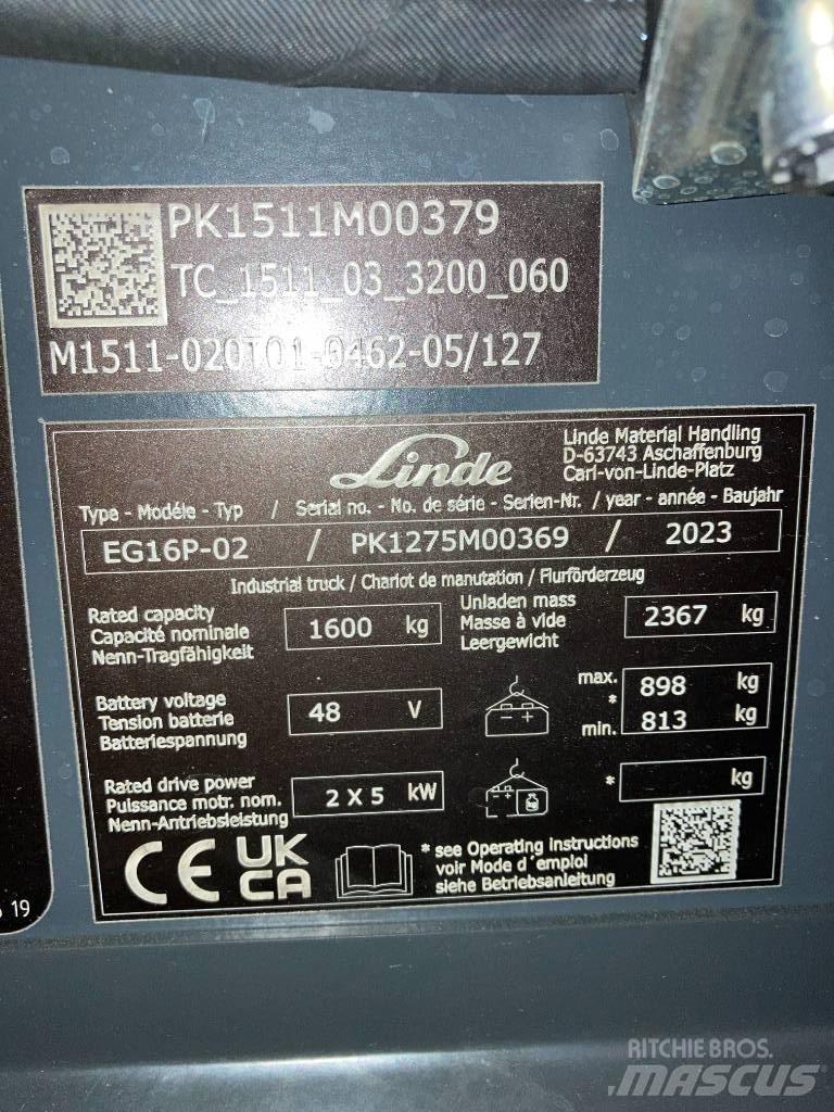 Linde EG16P/1275-02 Elektrische heftrucks