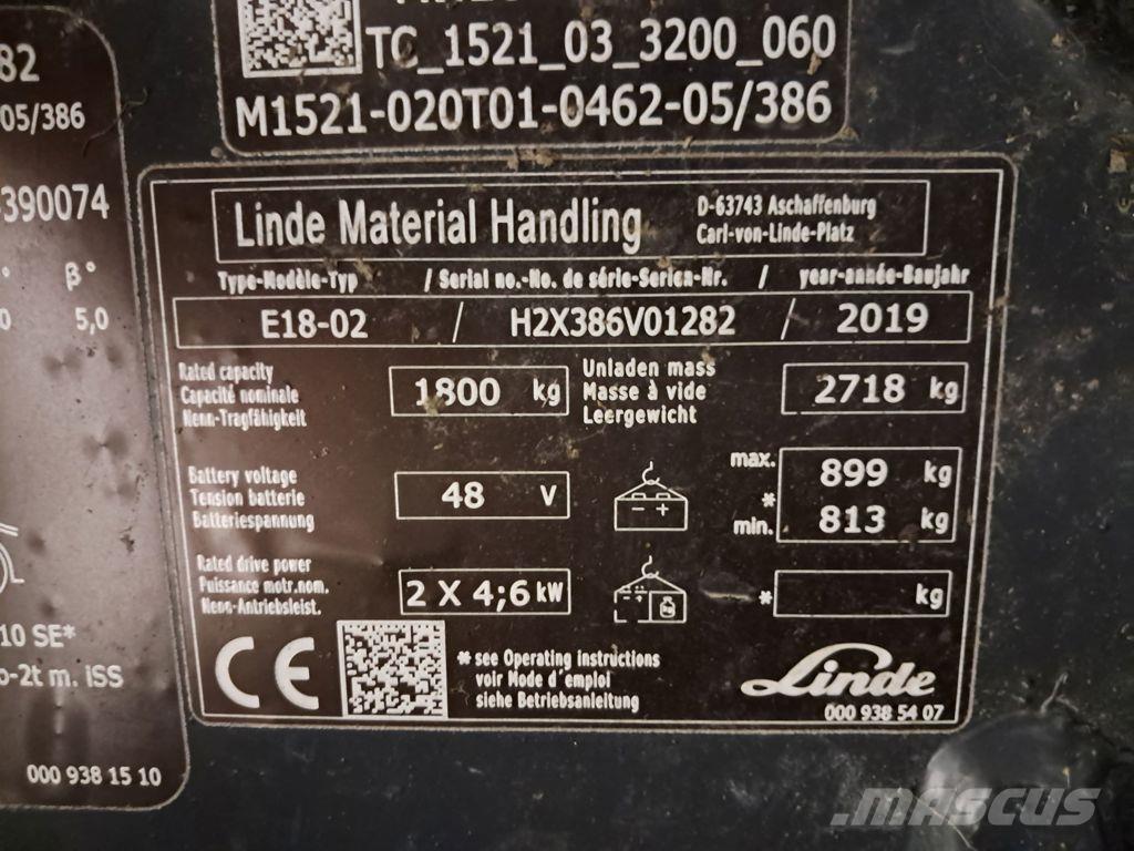 Linde E18-02 Elektrische heftrucks