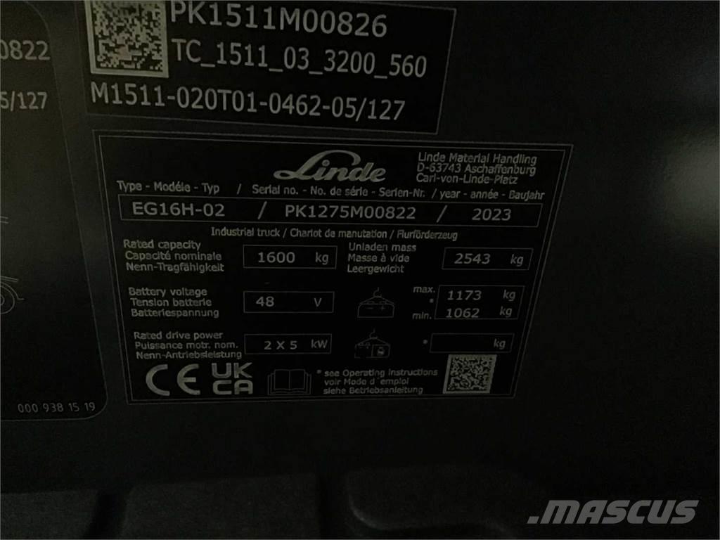 Linde EG16H Elektrische heftrucks