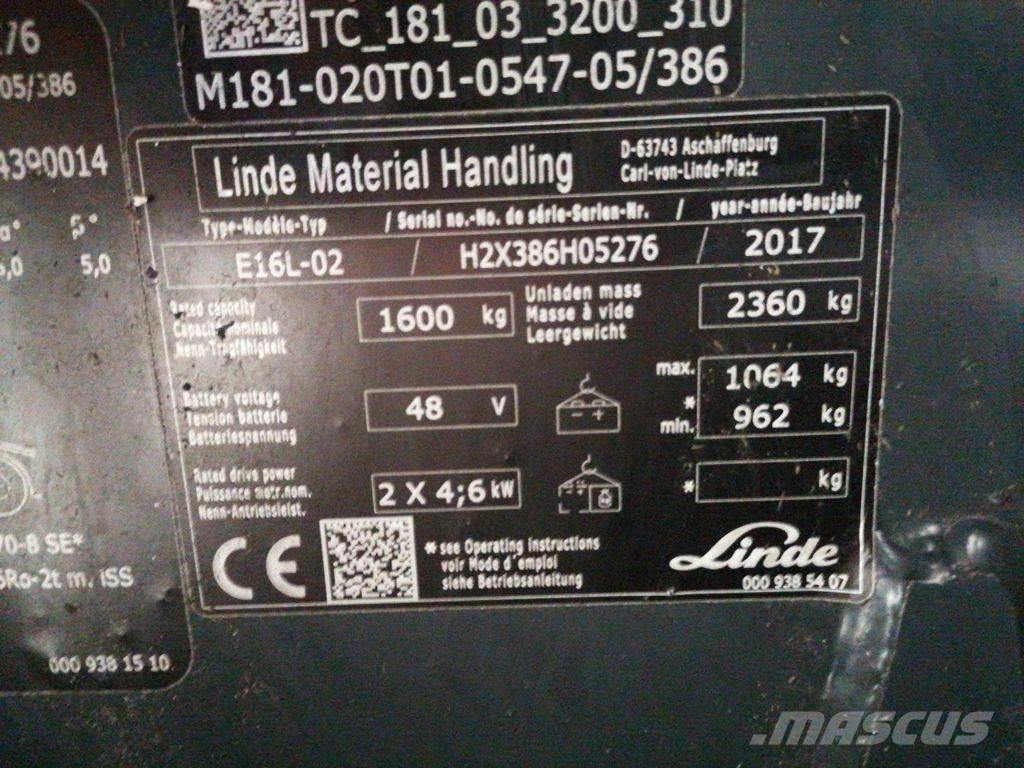 Linde E16L-02 Elektrische heftrucks