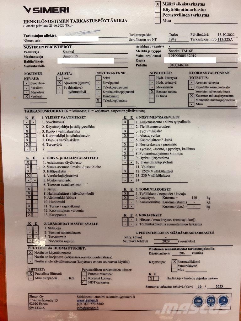 Snorkel tm 16E Scheren-Arbeitsbühnen