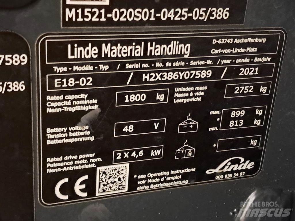 Linde E18-02 Elektrische heftrucks