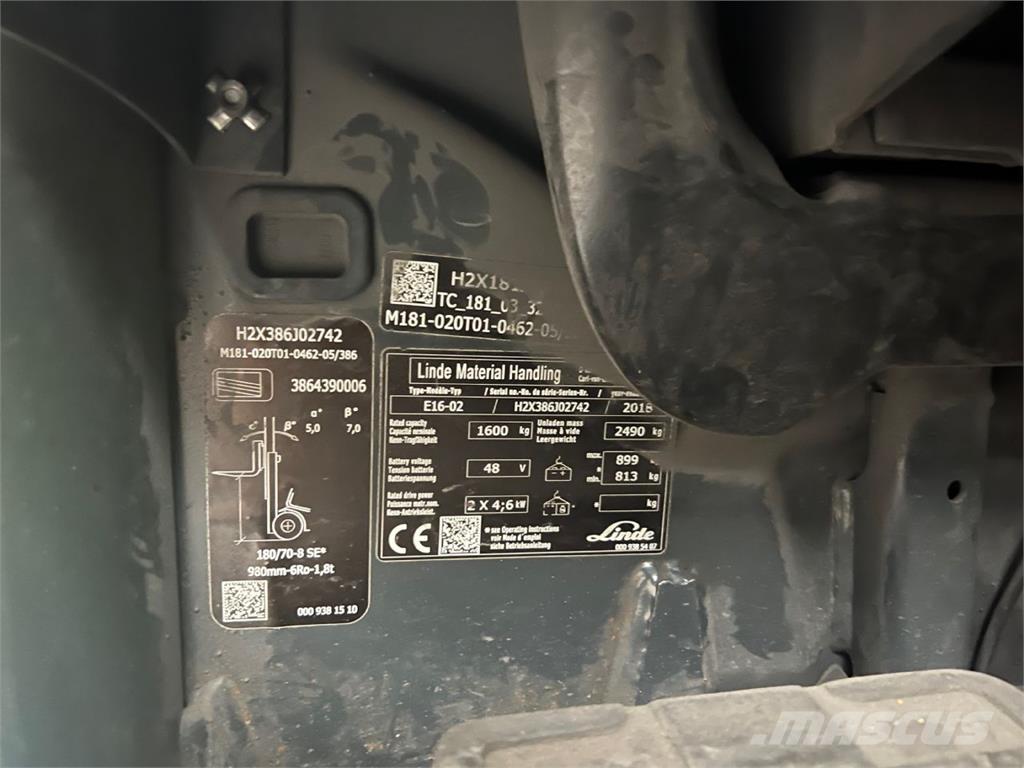 Linde E16-02 Elektrische heftrucks