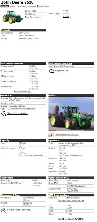 John Deere 8530 Traktoren