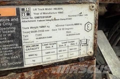 Hyster H 8.00 XL 5 Diesel heftrucks