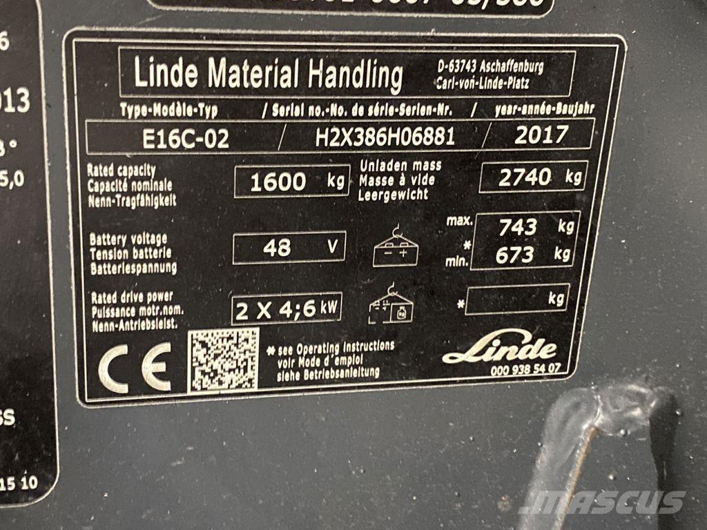 Linde E16C-02 Elektrische heftrucks