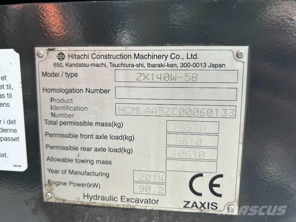 Hitachi ZX140W-5B Mobilbagger