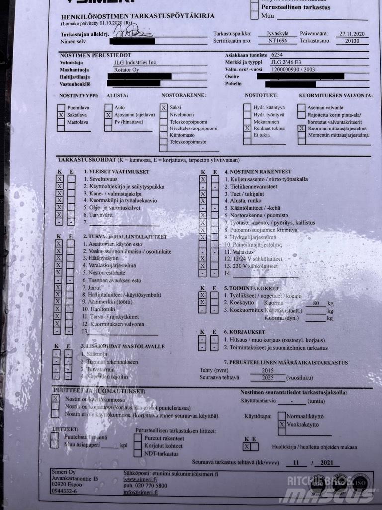 JLG 2646 E 3 Scheren-Arbeitsbühnen