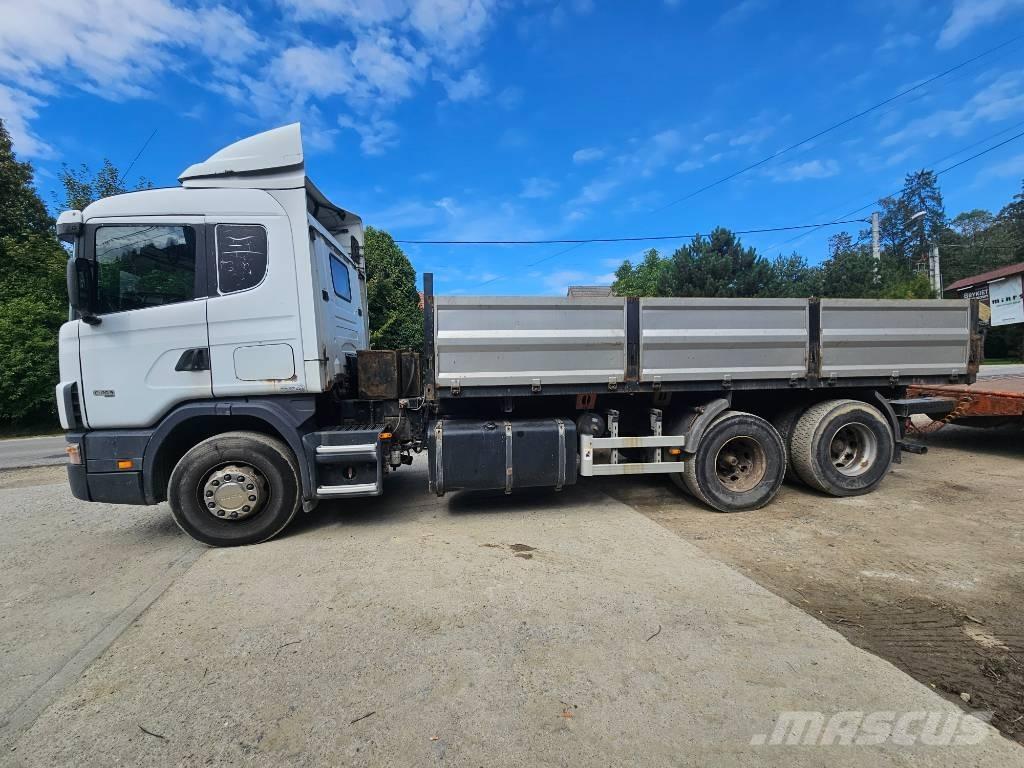 Scania 114 G 380 Pritschenwagen/Pritschenwagen mit Seitenklappe
