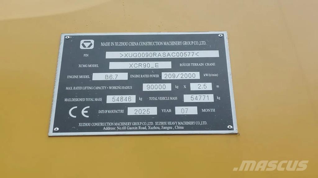 XCMG XCR90_E Ruwterrein kranen