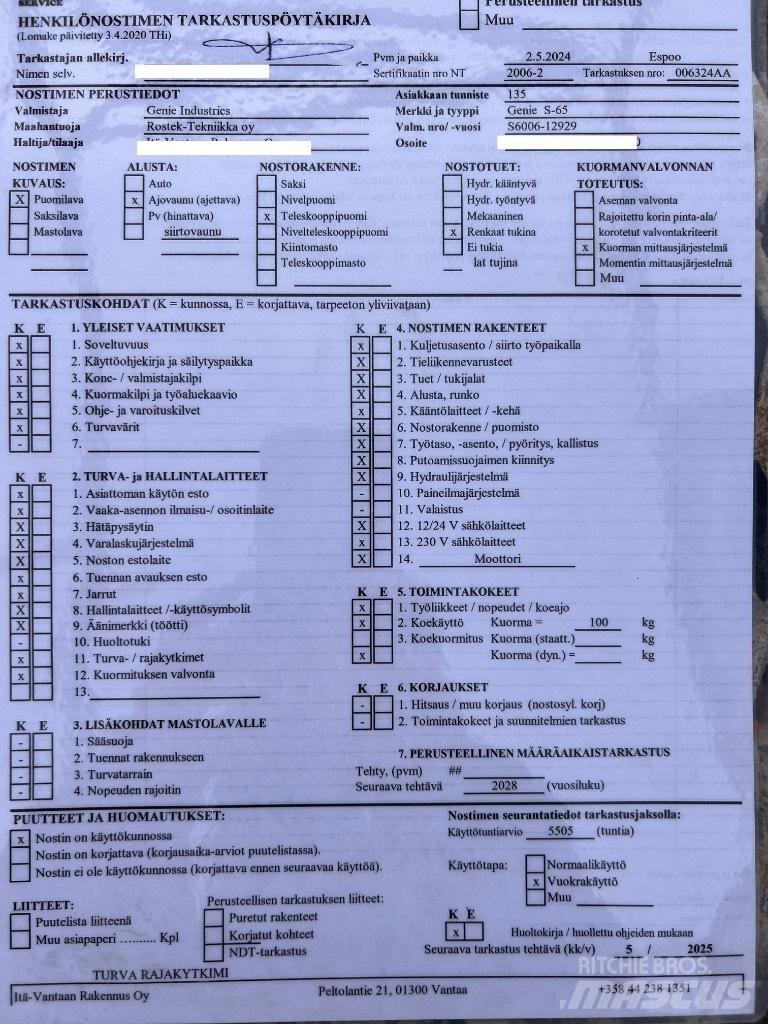 Genie s 65 Gelenkteleskoparbeitsbühnen