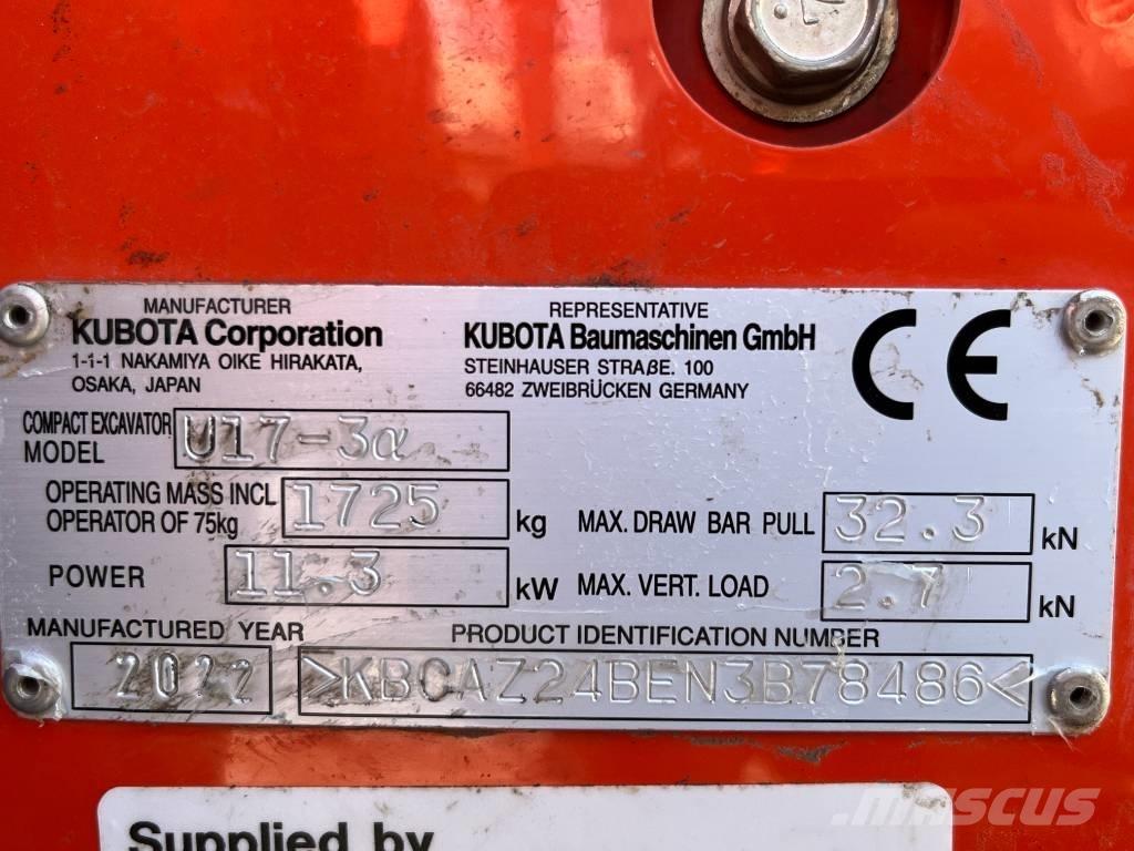 Kubota U 17-3 Minibagger < 7t
