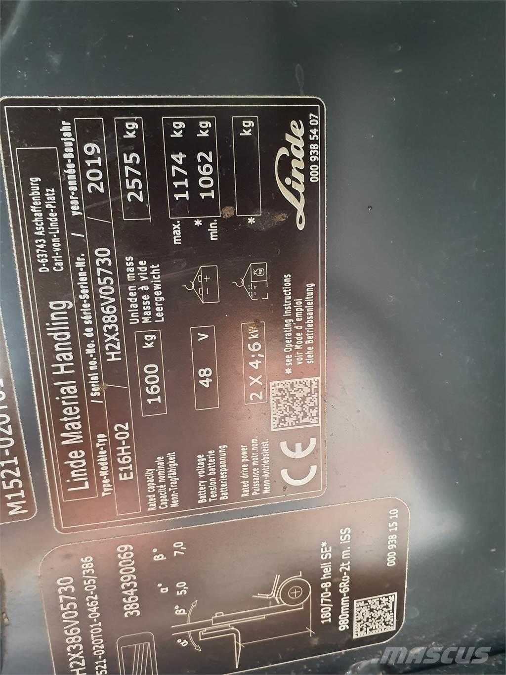 Linde E16 Elektrische heftrucks