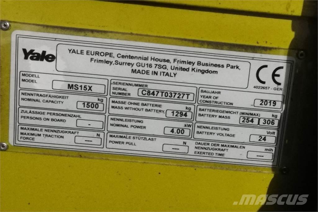 Yale MS15XSL Deichselstapler