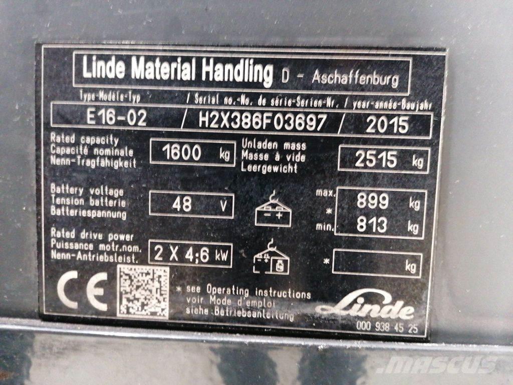 Linde E16-02 Elektrische heftrucks