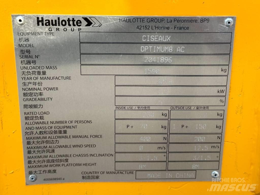 Haulotte OPTIMUM 8 Scheren-Arbeitsbühnen
