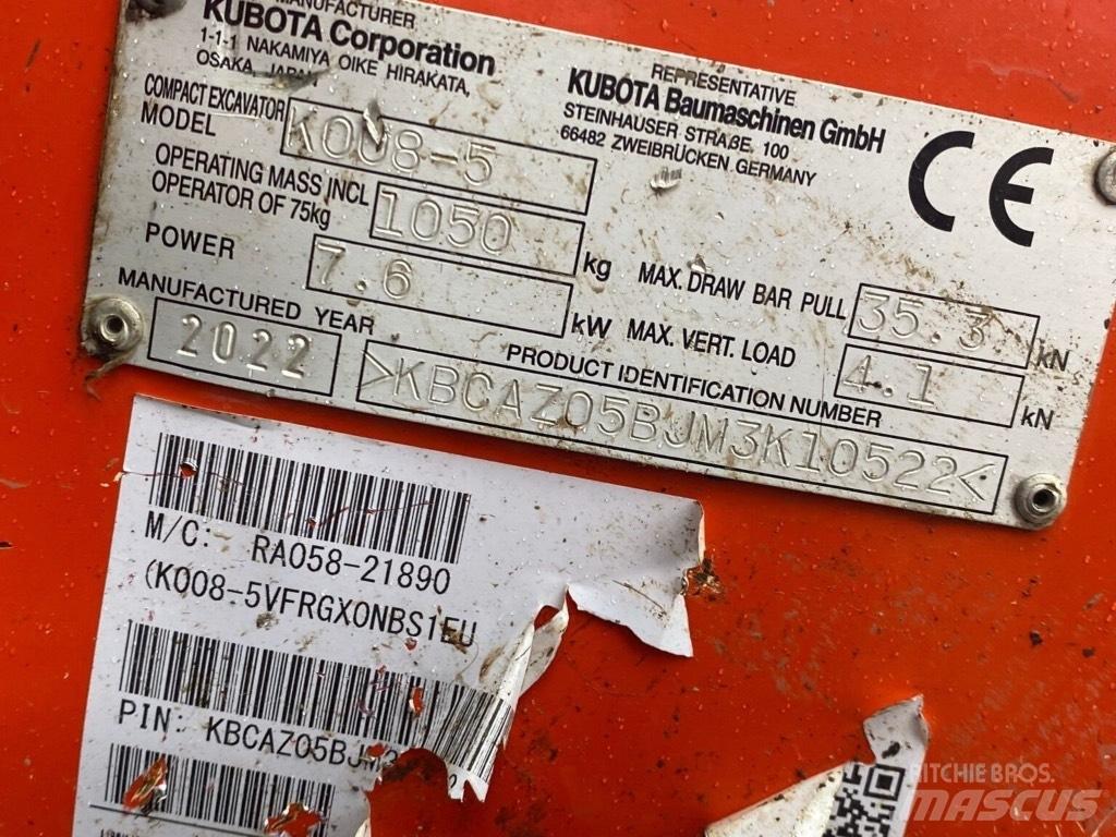 Kubota K008-5 Minibagger < 7t