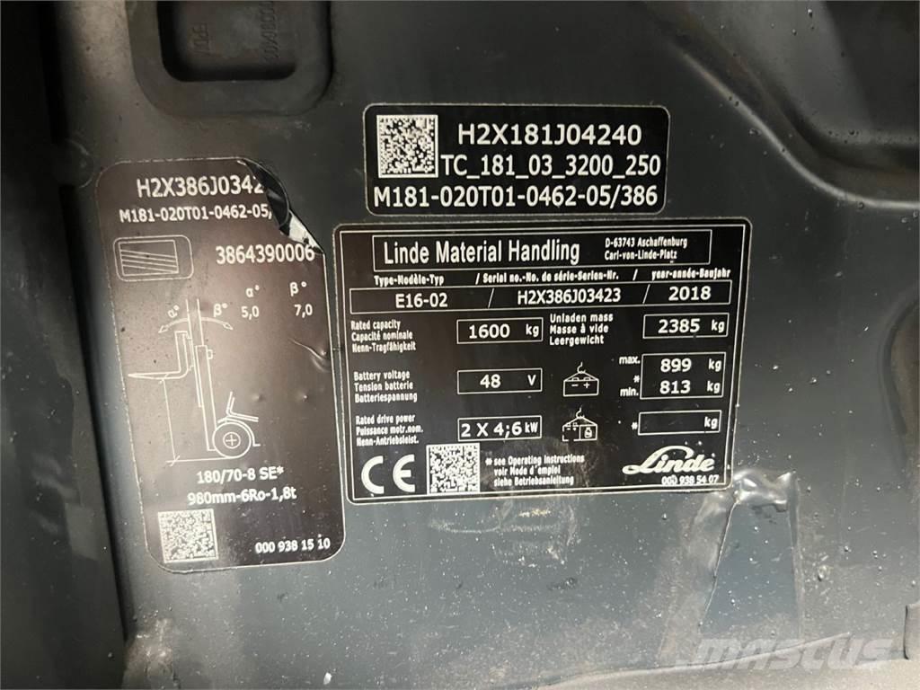 Linde E16 Elektrische heftrucks