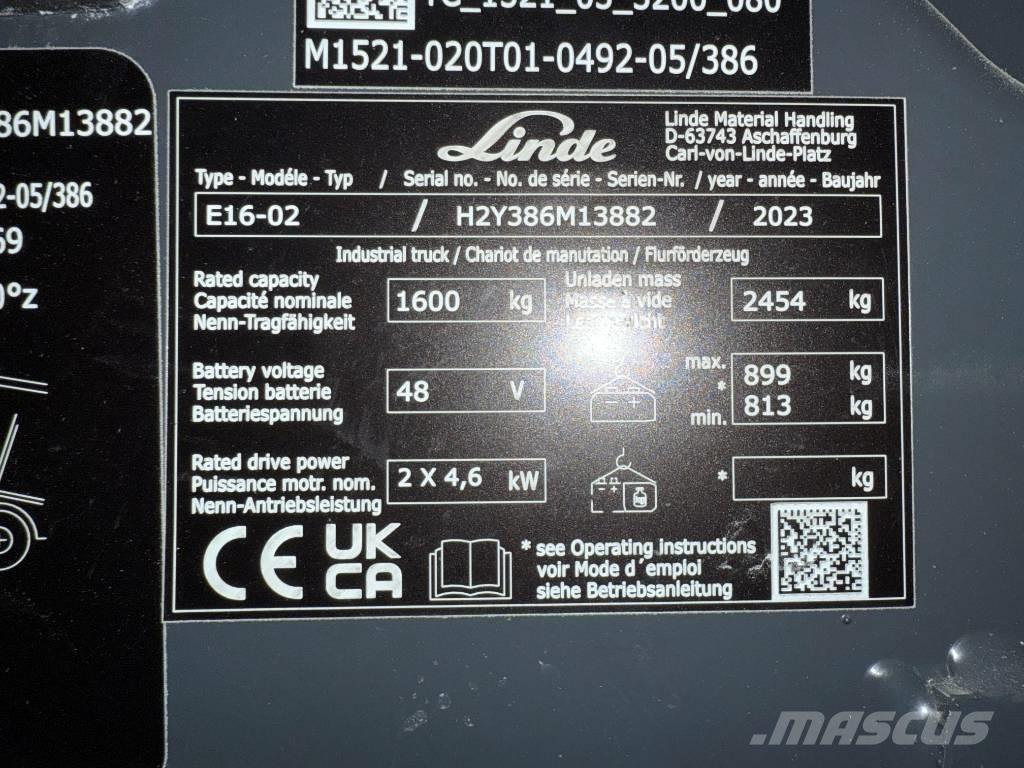 Linde E16/386-02 Elektrische heftrucks