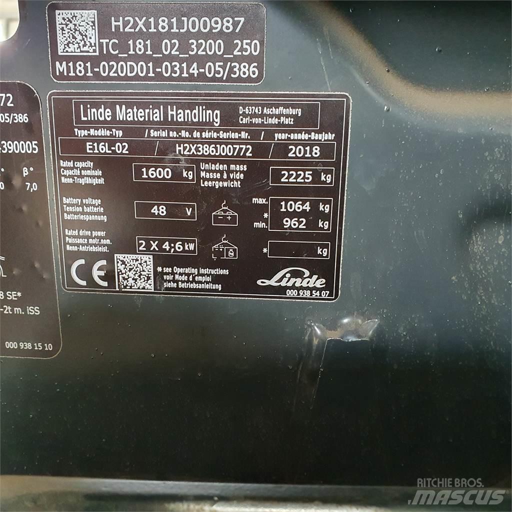 Linde E16L Elektrische heftrucks