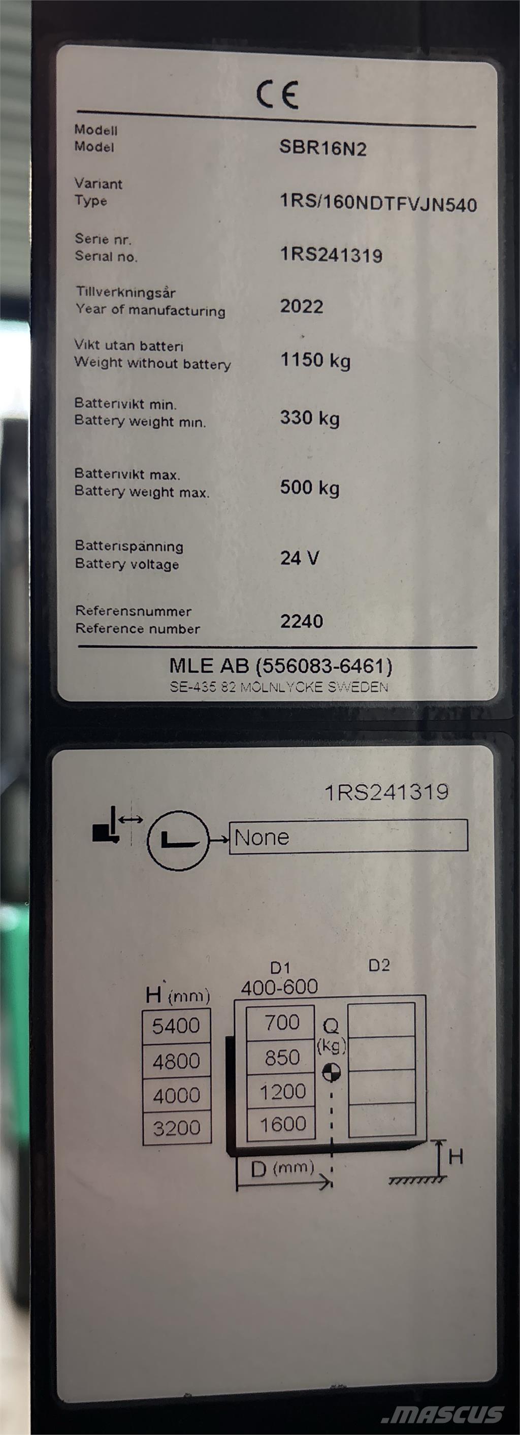 Mitsubishi SBR16N2 Zelfrijdende stapelaars
