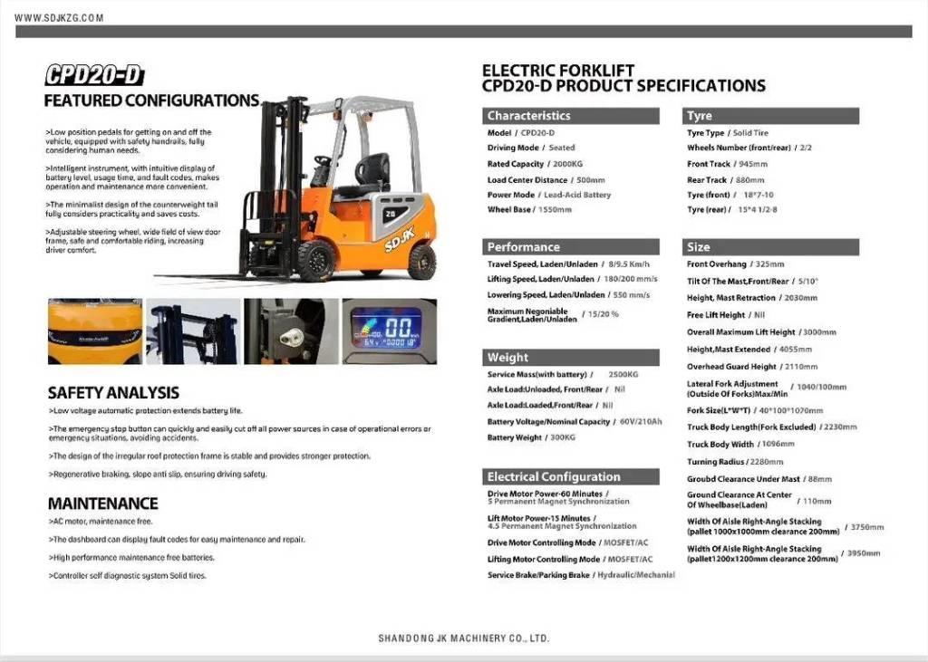  SDJK CPD 20 Electric Elektrische heftrucks