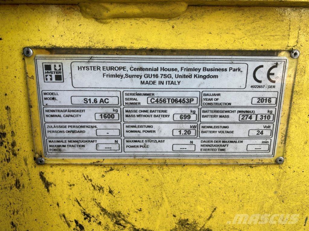 Hyster S 1.6 AC Deichselstapler