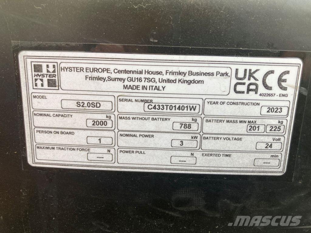 Hyster S 2.0SD Deichselstapler