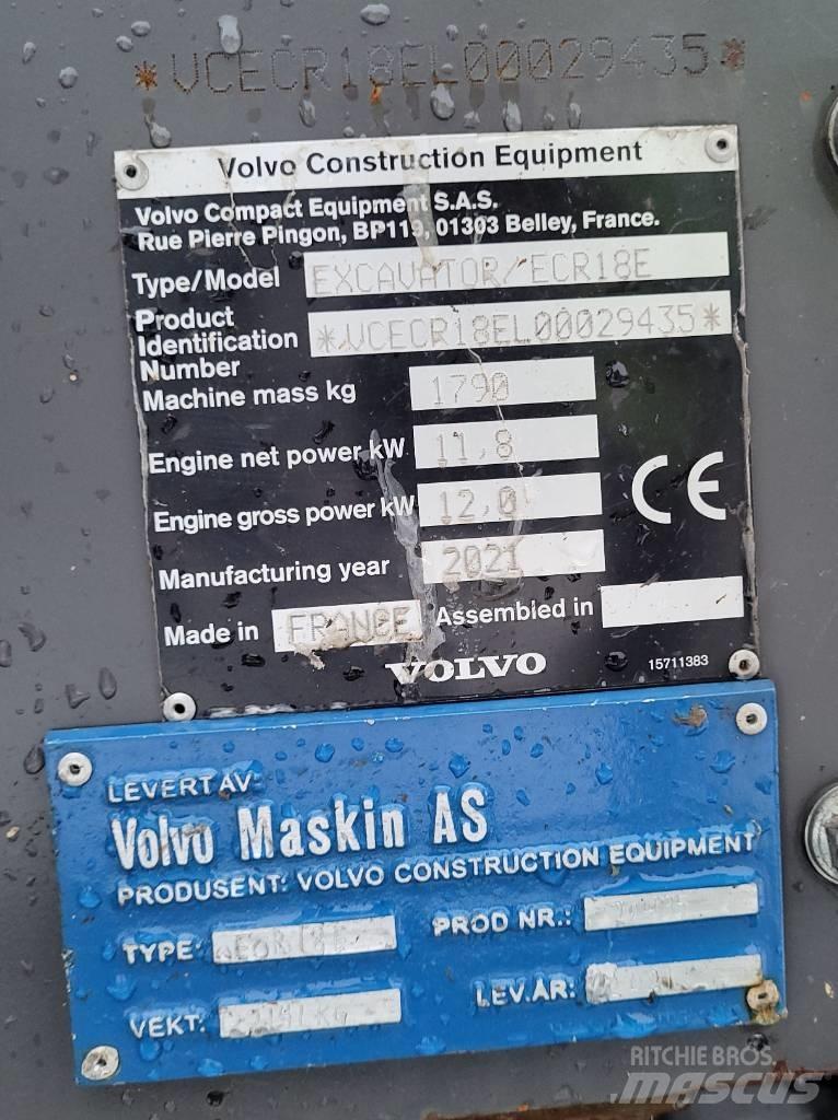 Volvo ECR18E Minibagger < 7t