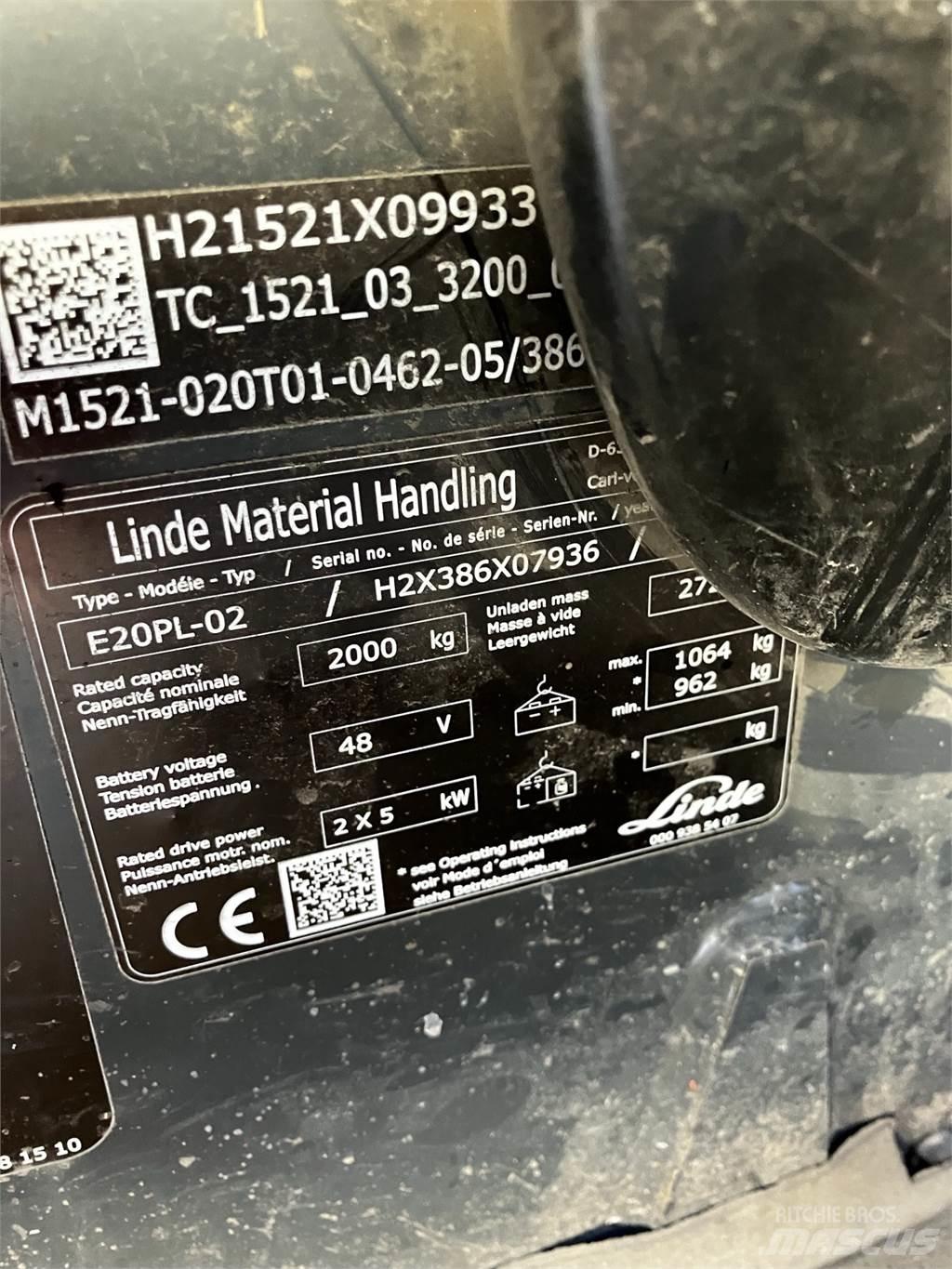 Linde E20PL Elektrische heftrucks