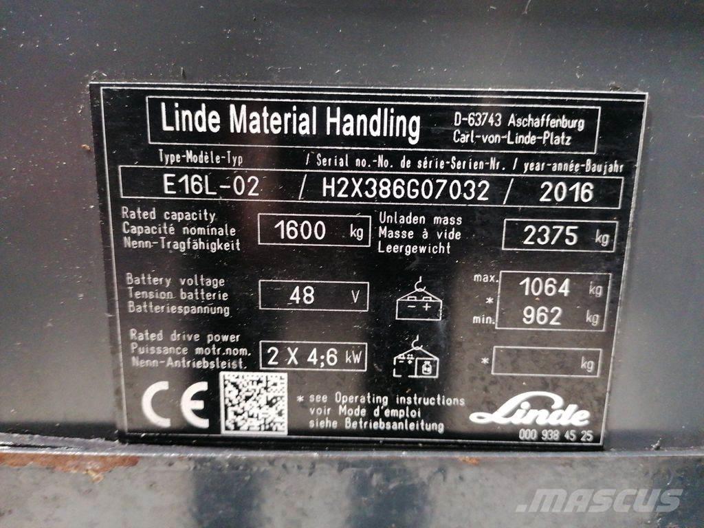 Linde E16L-02 Elektrische heftrucks