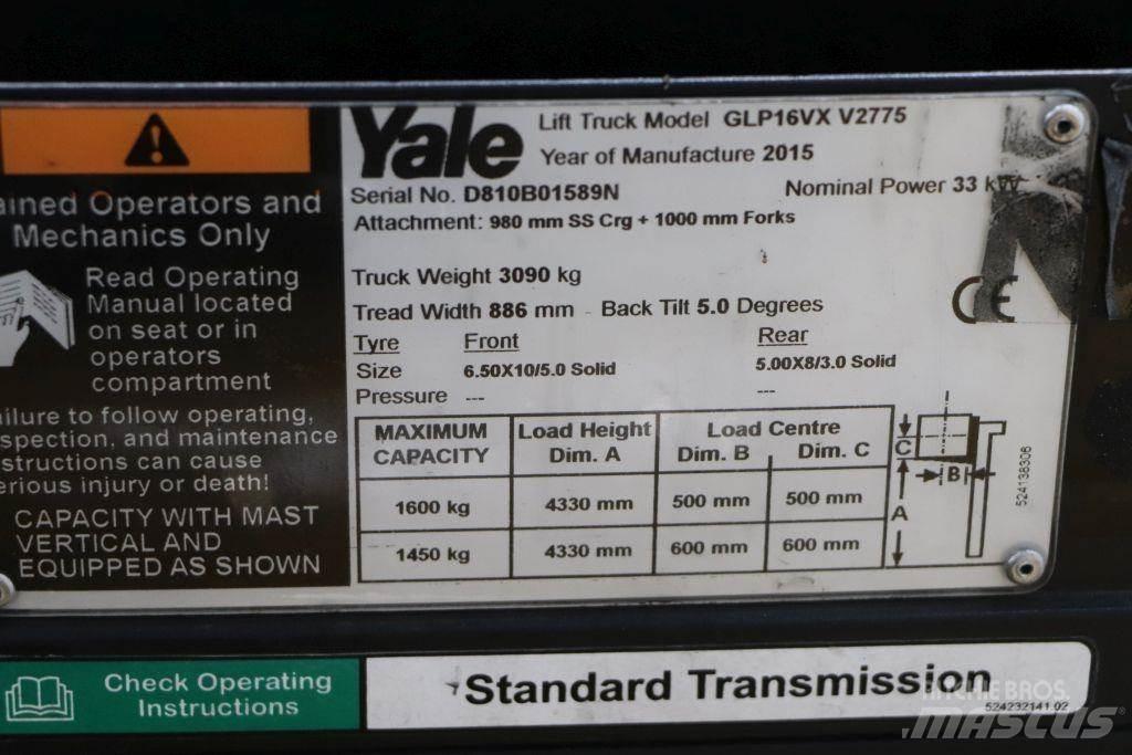 Yale GLP16VX LPG heftrucks