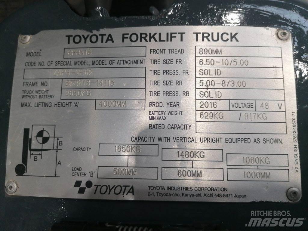 Toyota 8FBN18 Elektrische heftrucks