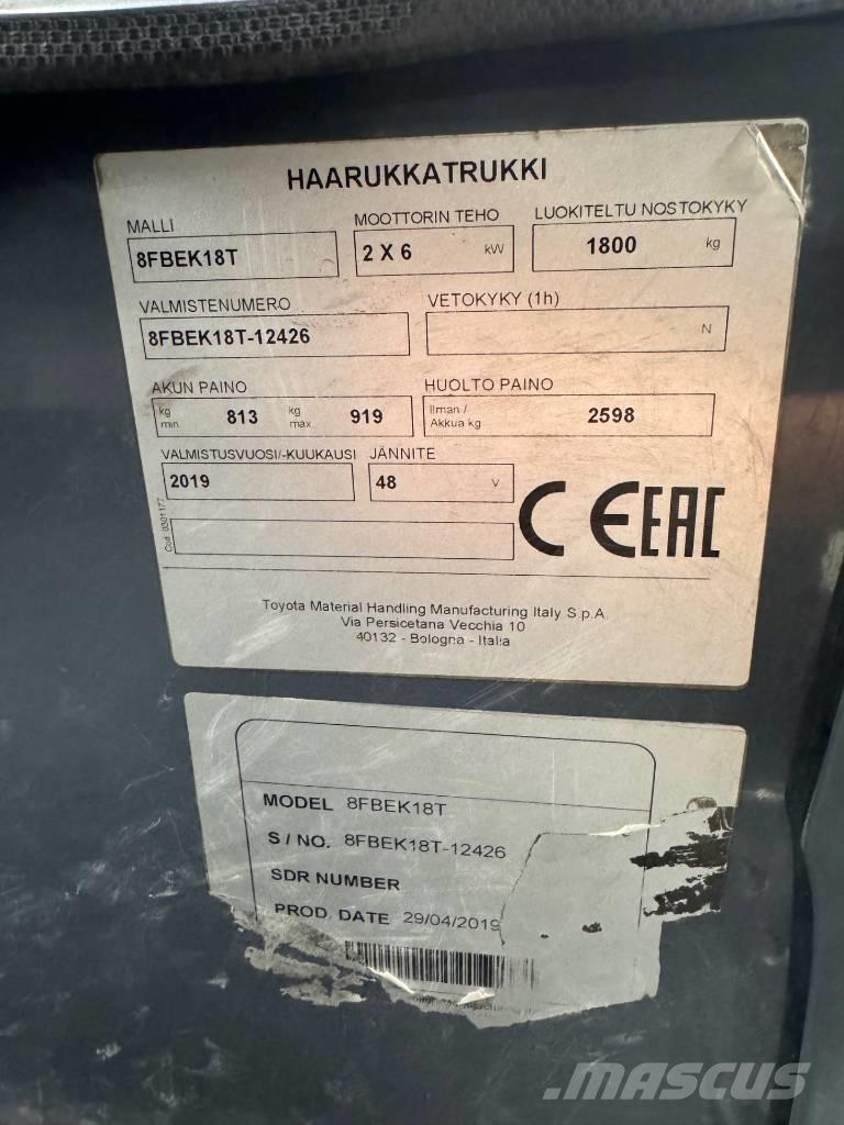 Toyota 8 FBEK 18 T Elektrische heftrucks