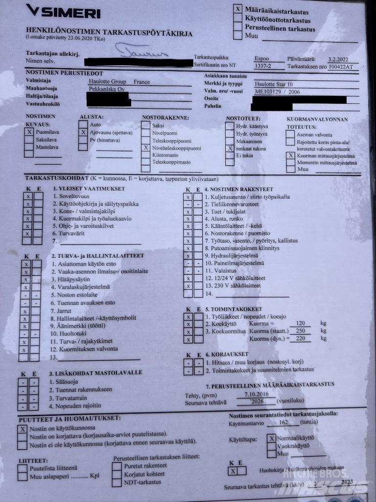 Haulotte Star 10 Personenaufzüge