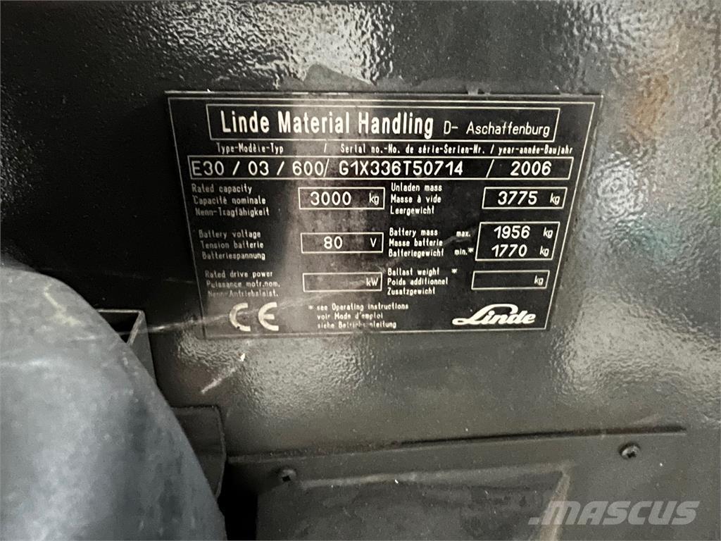 Linde E30 / 03 / 600 Elektrische heftrucks