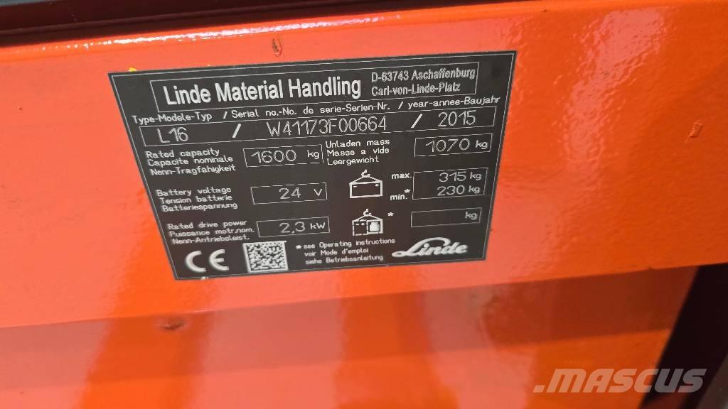 Linde L 16 Deichselstapler