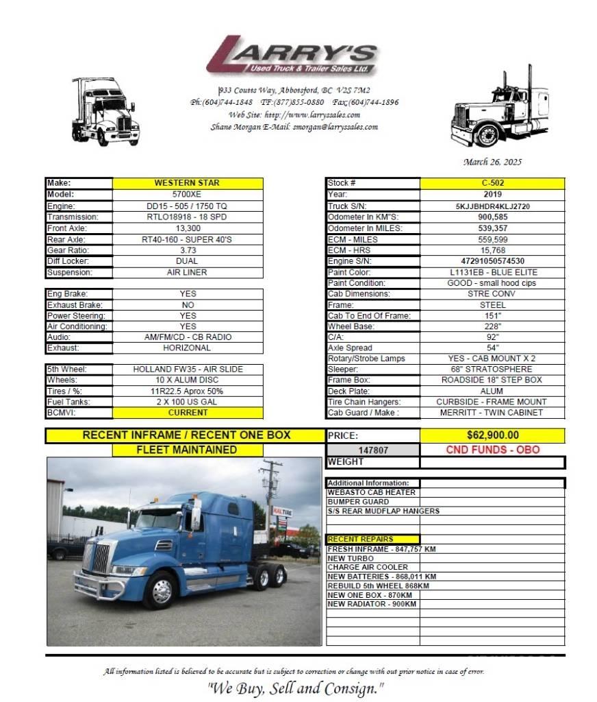 Western Star 5700 XE Sattelzugmaschinen