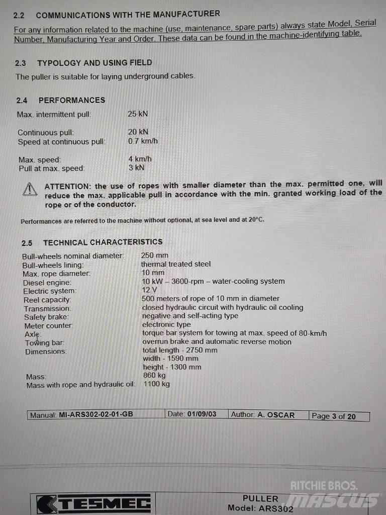 Tesmec ARS 302 Sonstige Baumaschinen