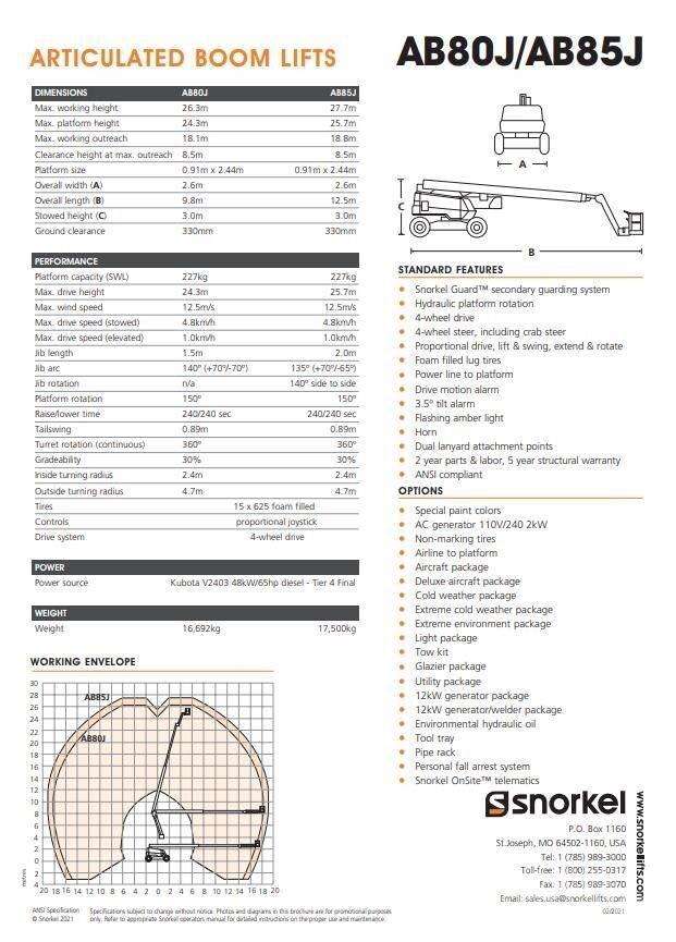 Snorkel AB80J Gelenkteleskoparbeitsbühnen