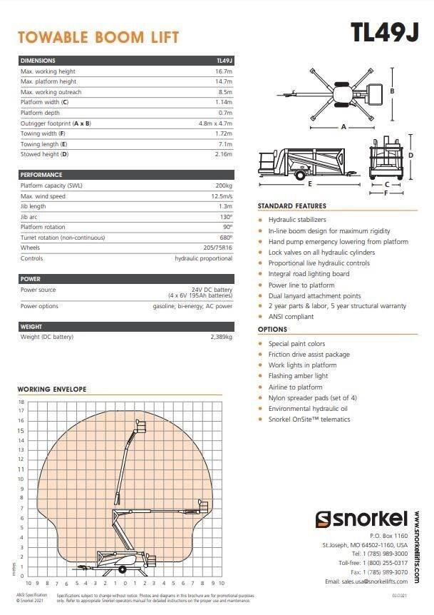 Snorkel TL49J Anhänger-Arbeitsbühnen