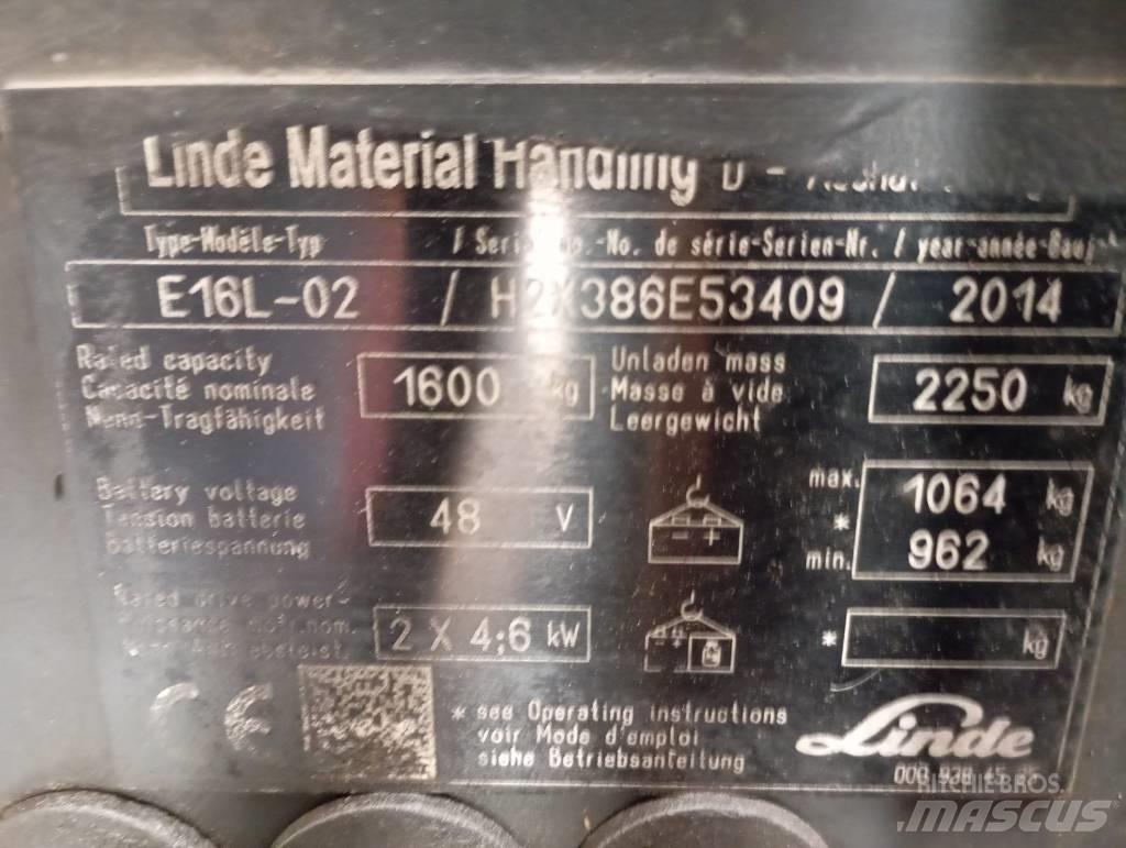 Linde E 16 Elektrische heftrucks