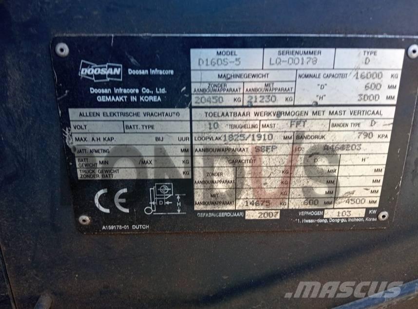 Doosan D160S-5 Diesel heftrucks